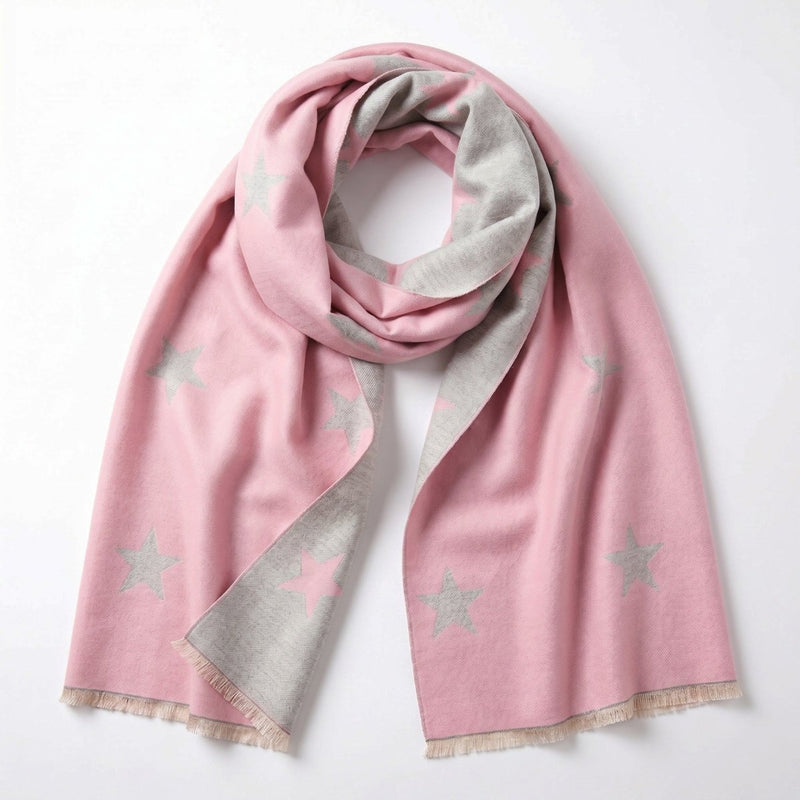 New Star Super Soft Stole Scarf – Bright Pink & Light Grey - Heritage Of Scotland - BRIGHT PINK/LIGHT GREY
