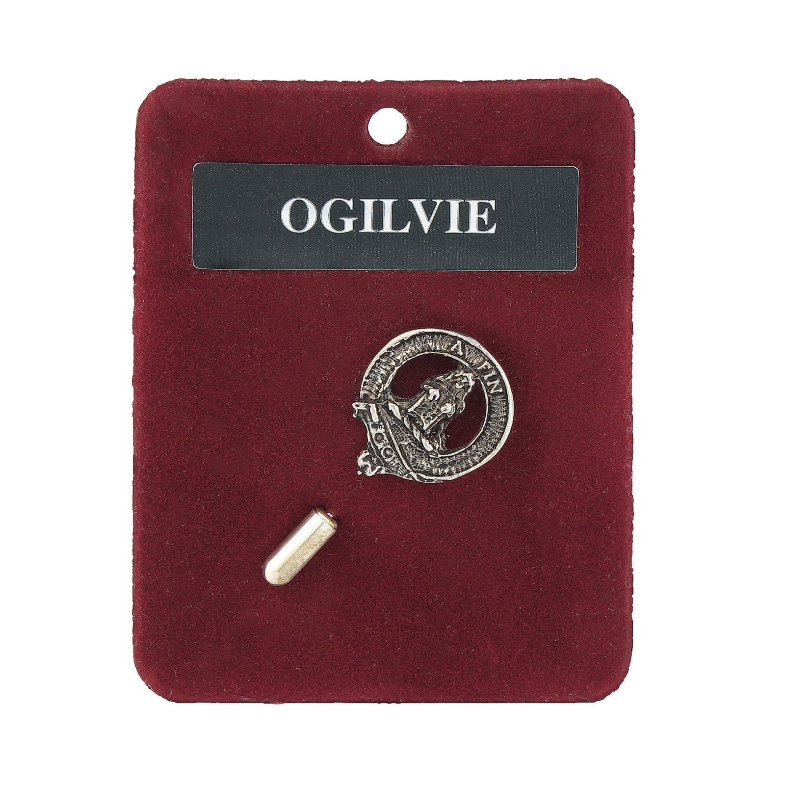 Ogilvie Clan Badge, Kilt Pin, Lapel Pin, Cufflinks, Keyring/Key Fob & Gift Set — Fine Pewter by Art Pewter — Made in Scotland (Shiny Finish) - Heritage Of Scotland - Lapel Pin