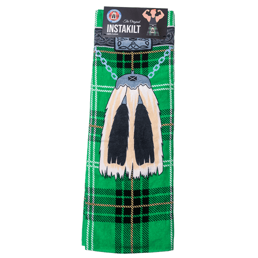 Original Instakilt Beach Towel – 100% Cotton Kilt Towel in Red, Blue, or Green (150 x 75cm) - Heritage Of Scotland - Green