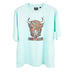 Pastel Highland Cow 3D Puff T-Shirt Aqua – Scotland Graphic Unisex Tee - Heritage Of Scotland - XS
