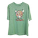 Pastel Highland Cow Tshirt Green - Heritage Of Scotland - XS