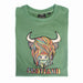 Pastel Highland Cow Tshirt Green - Heritage Of Scotland - XS
