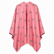 Pink Bee Print Reversible Wrap Cape for Women - DUSKY PINK - Heritage Of Scotland -