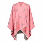 Pink Bee Print Reversible Wrap Cape for Women - DUSKY PINK - Heritage Of Scotland -