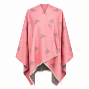 Pink Bee Print Reversible Wrap Cape for Women - DUSKY PINK - Heritage Of Scotland -