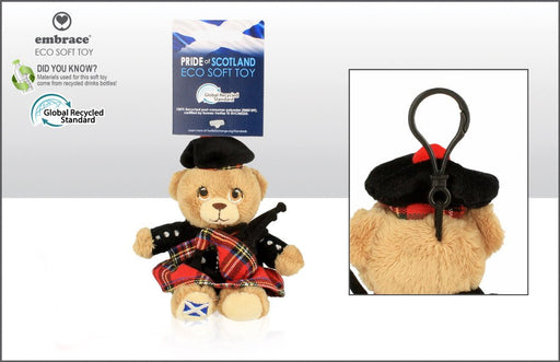 Piper Bear Soft Toy 9.5Cm With Clip - Heritage Of Scotland - NA