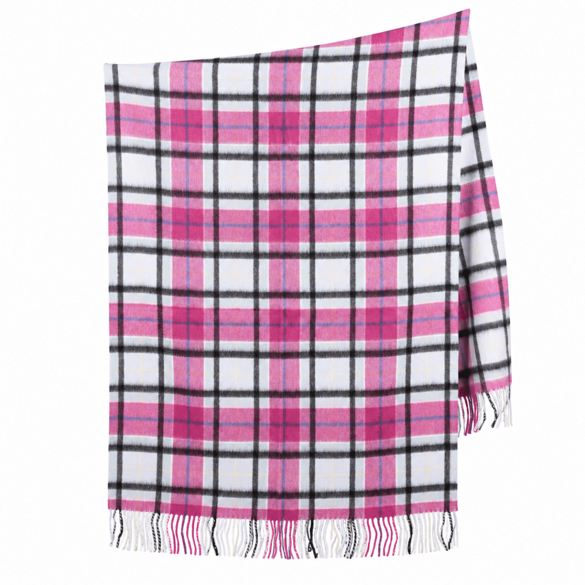 Premium 100% Cashmere Tartan Stole – Light Blue Check | Edinburgh Cashmere - Heritage Of Scotland -