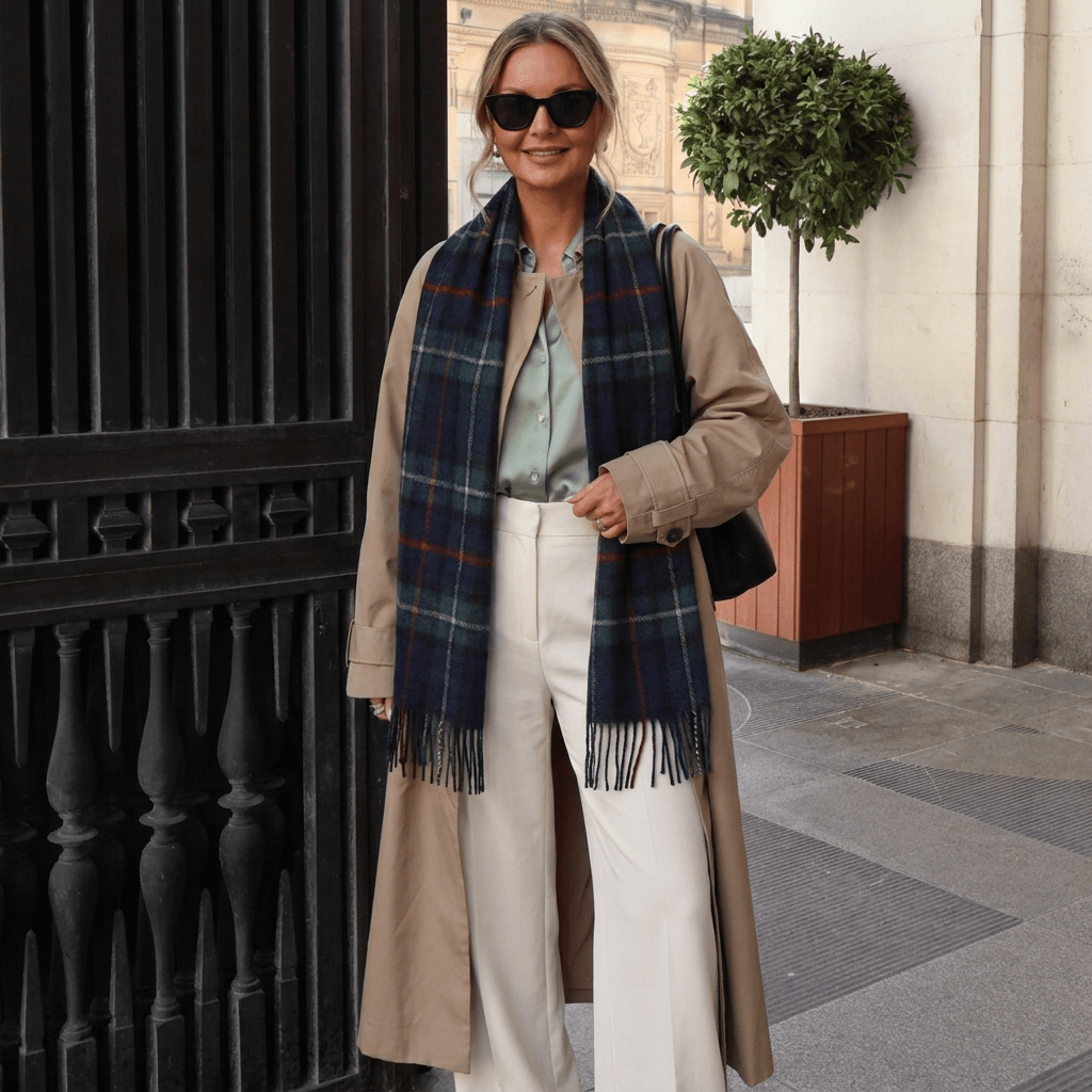 Premium 100% Pure Cashmere Wide Fringed Scarf - MACKENZIE - Heritage Of Scotland -
