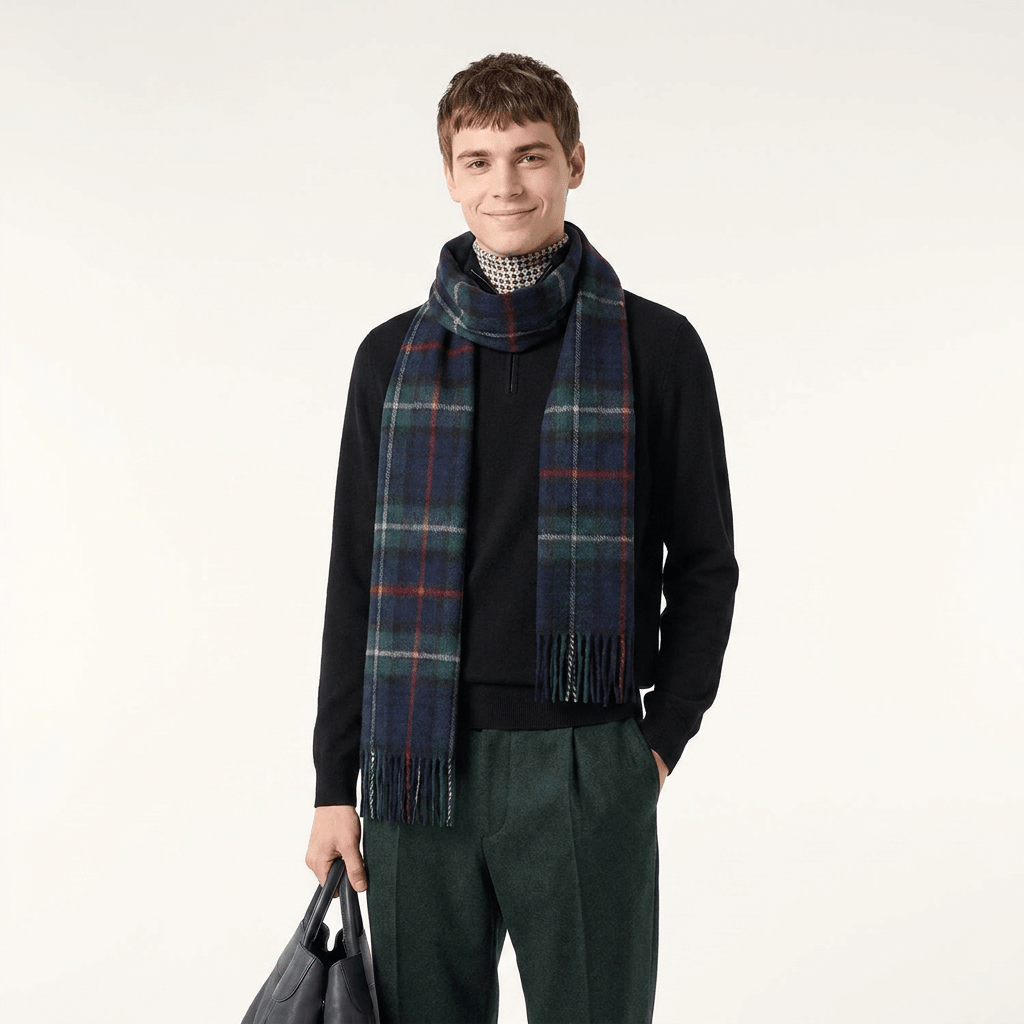Premium 100% Pure Cashmere Wide Fringed Scarf - MACKENZIE - Heritage Of Scotland -