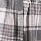Premium 100% Pure Cashmere Wide Fringed Scarf - SQUARE GINGHAM GREY - Heritage Of Scotland -