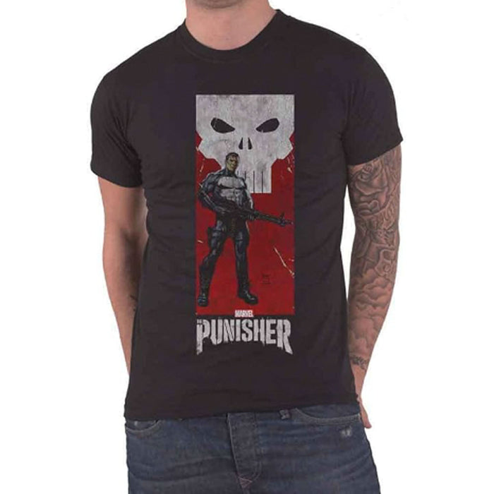 Punisher Holding Gun Tshirt - Heritage Of Scotland - BLACK