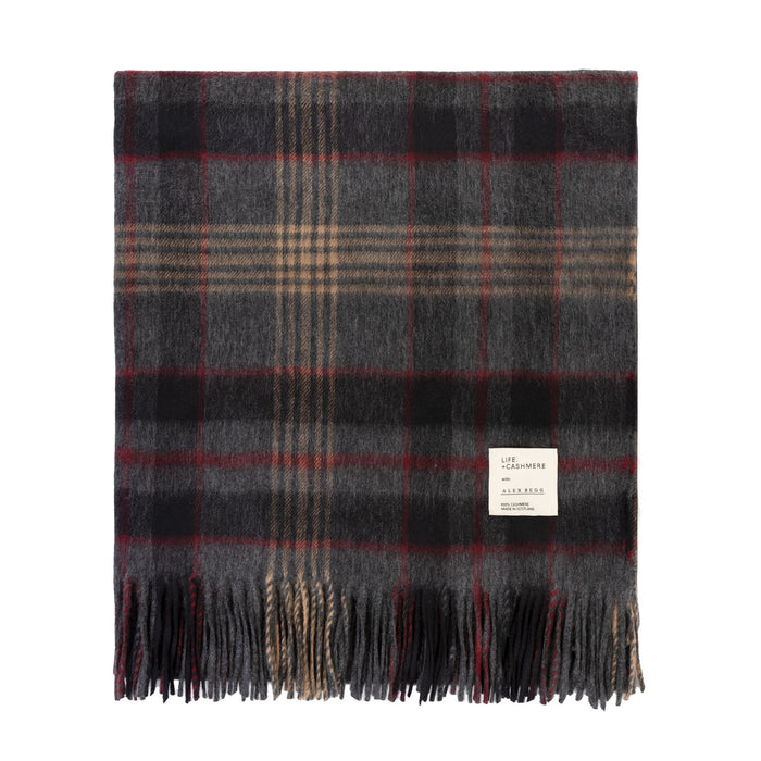 Pure Cashmere Tartan Blanket Fine Check Grey - Heritage Of Scotland - FINE CHECK GREY