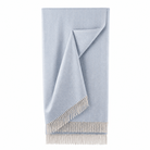Recycled Wool Herringbone Blanket with Fringe - Soft Warm Throw - CORNFLOWER - Heritage Of Scotland -
