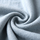 Recycled Wool Herringbone Blanket with Fringe - Soft Warm Throw - CORNFLOWER - Heritage Of Scotland -