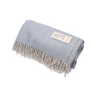 Recycled Wool Herringbone Blanket with Fringe - Soft Warm Throw - CORNFLOWER - Heritage Of Scotland -