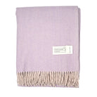 Recycled Wool Herringbone Blanket with Fringe – Soft Warm Throw - Heritage Of Scotland - Denim