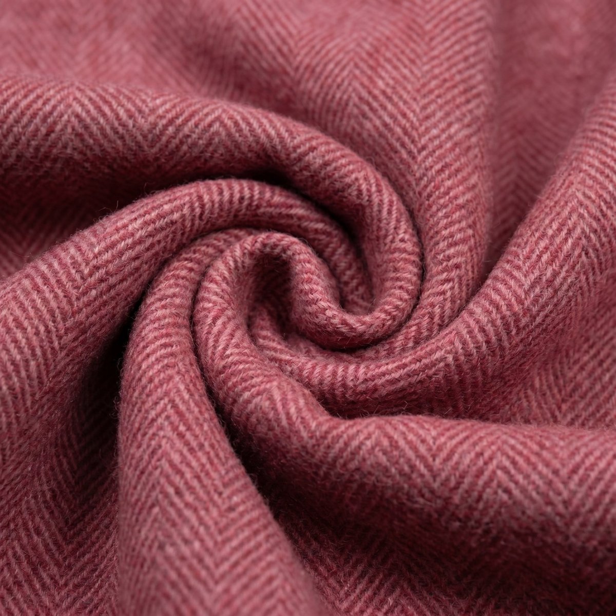 Recycled Wool Herringbone Blanket with Fringe - Soft Warm Throw - EMINENCE - Heritage Of Scotland -