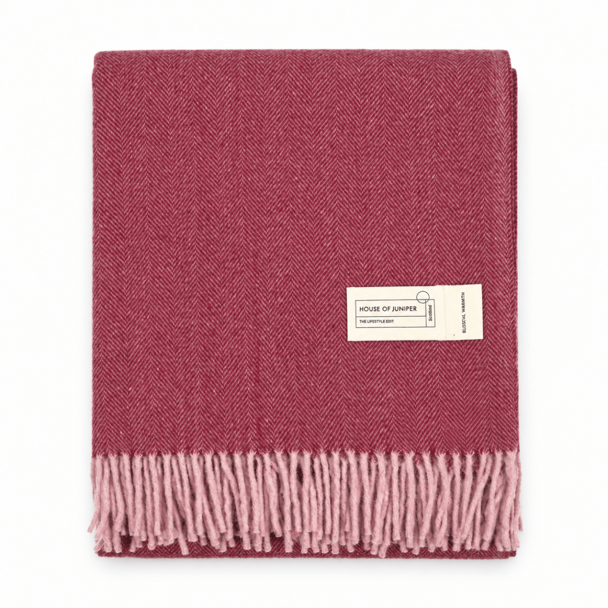 Recycled Wool Herringbone Blanket with Fringe - Soft Warm Throw - EMINENCE - Heritage Of Scotland -