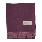 Recycled Wool Herringbone Blanket with Fringe - Soft Warm Throw - GRAPE - Heritage Of Scotland -