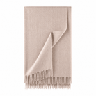 Recycled Wool Herringbone Blanket with Fringe - Soft Warm Throw - OATMEAL - Heritage Of Scotland -