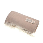 Recycled Wool Herringbone Blanket with Fringe - Soft Warm Throw - OATMEAL - Heritage Of Scotland -