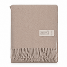 Recycled Wool Herringbone Blanket with Fringe - Soft Warm Throw - OATMEAL - Heritage Of Scotland -