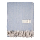 Recycled Wool Herringbone Blanket with Fringe – Soft Warm Throw - Heritage Of Scotland - Olive