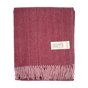 Recycled Wool Herringbone Blanket with Fringe – Soft Warm Throw - Heritage Of Scotland - Olive