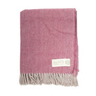Recycled Wool Herringbone Blanket with Fringe - Soft Warm Throw - PINK - Heritage Of Scotland -