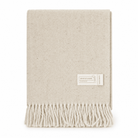 Recycled Wool Herringbone Blanket with Fringe - Soft Warm Throw - SAND BEIGE/NATURAL - Heritage Of Scotland -