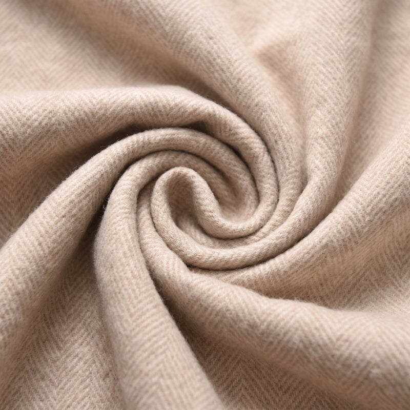 Recycled Wool Herringbone Blanket with Fringe – Soft Warm Throw - Heritage Of Scotland - Spice