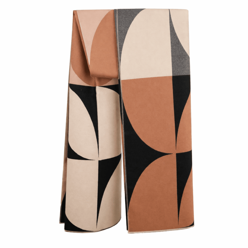 Retro Geometric Scarf - Elegant Everyday Shawl - Heritage Of Scotland - BLACK MIX