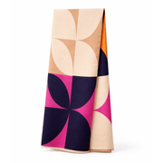 Retro Geometric Scarf - Elegant Everyday Shawl - Heritage Of Scotland - PINK/ORANGE