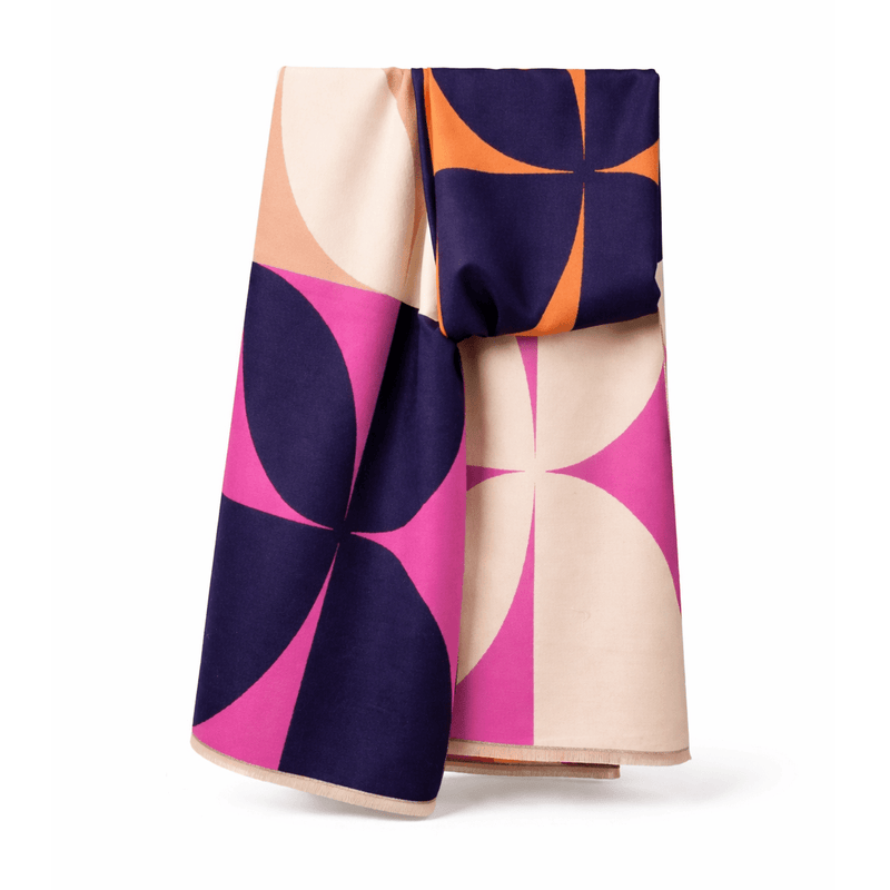Retro Geometric Scarf - Elegant Everyday Shawl - Heritage Of Scotland - PINK/ORANGE