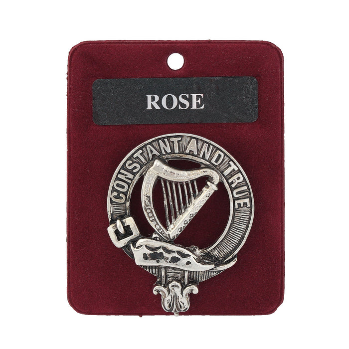 Rose Clan Badge, Kilt Pin, Lapel Pin, Cufflinks, Keyring/Key Fob & Gift Set — Fine Pewter by Art Pewter — Made in Scotland (Shiny Finish) - Heritage Of Scotland - Badge