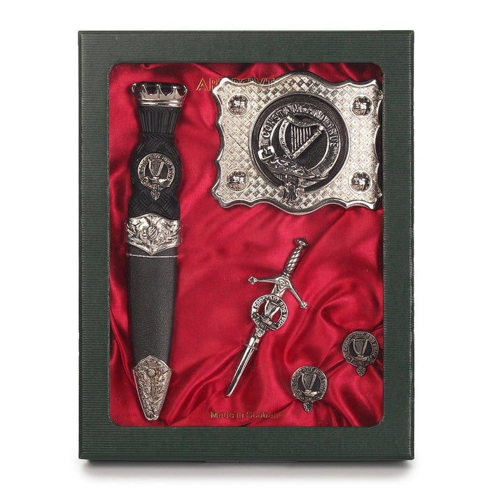 Rose Clan Badge, Kilt Pin, Lapel Pin, Cufflinks, Keyring/Key Fob & Gift Set — Fine Pewter by Art Pewter — Made in Scotland (Shiny Finish) - Heritage Of Scotland - Gift Set