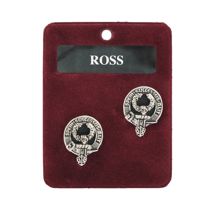 Ross Clan Badge, Kilt Pin, Lapel Pin, Cufflinks, Keyring/Key Fob & Gift Set — Fine Pewter by Art Pewter — Made in Scotland (Shiny Finish) - Heritage Of Scotland - Cufflinks