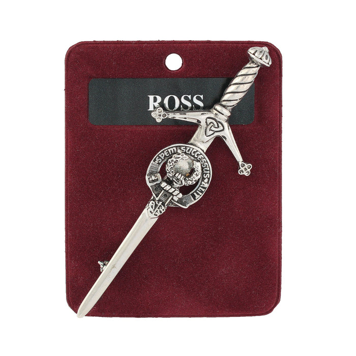 Ross Clan Badge, Kilt Pin, Lapel Pin, Cufflinks, Keyring/Key Fob & Gift Set — Fine Pewter by Art Pewter — Made in Scotland (Shiny Finish) - Heritage Of Scotland - Kilt Pin