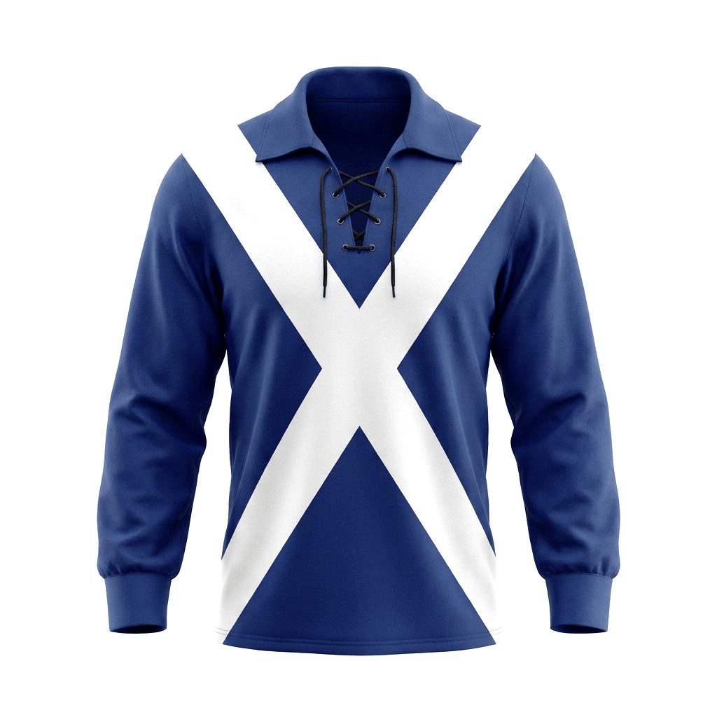 Royal Blue Scotland Saltire Lace-Up Ghillie Shirt Top - Heritage Of Scotland - SALTIRE ROYAL / S