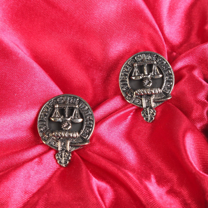 Russell Clan Badge, Kilt Pin, Lapel Pin, Cufflinks, Keyring/Key Fob & Gift Set — Fine Pewter by Art Pewter — Made in Scotland (Shiny Finish) - Heritage Of Scotland - Cufflinks