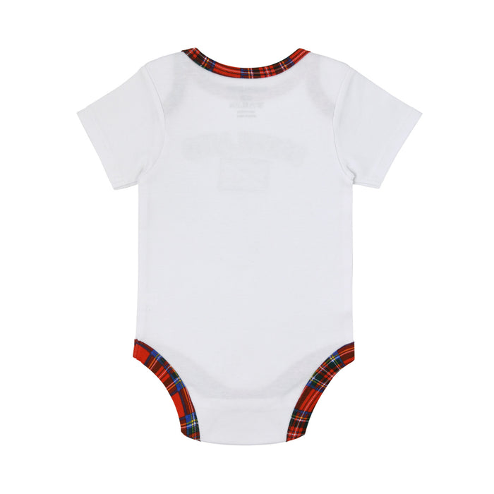 Scotland Flag Babygrow - Heritage Of Scotland - WHITE/RED TARTAN TRIM