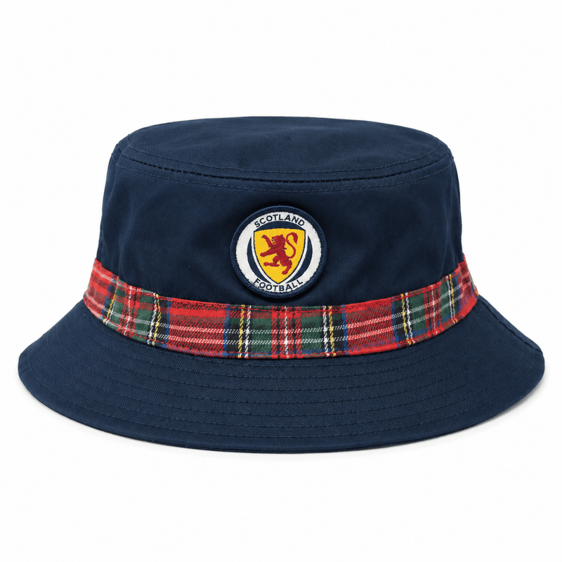 Scotland Football Navy Bucket Hat with Royal Stewart Tartan Trim - Heritage Of Scotland -