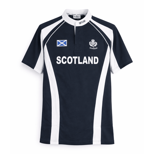Scotland Haka Rugby Shirt Navy – Classic Scottish Rugby Top - Heritage Of Scotland - S