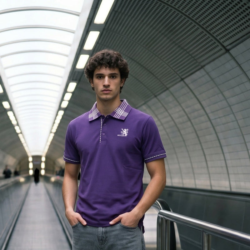 Scotland Lion Rampant Embroidered Polo Shirt – Purple - Heritage Of Scotland - XS