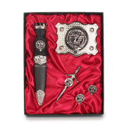 Scotland Map Clan Badge, Kilt Pin, Lapel Pin, Cufflinks, Keyring/Key Fob & Gift Set — Fine Pewter by Art Pewter — Made in Scotland (Shiny Finish) - Heritage Of Scotland - Gift Set