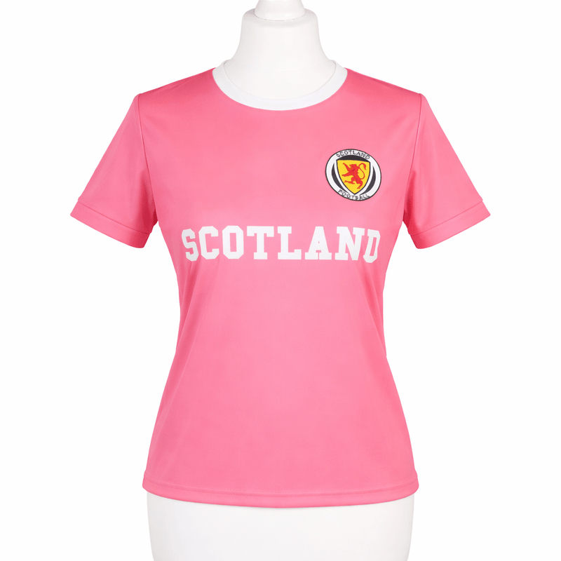 Scotland Pink Football Jersey – Lightweight Breathable Sports T-Shirt with Crest - Heritage Of Scotland - XS