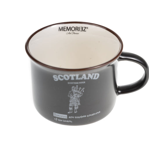 Scotland Piper Bone China Mug Matt - Heritage Of Scotland - BLACK