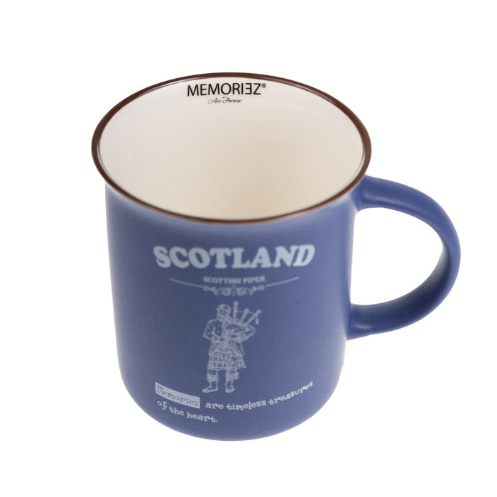 Scotland Piper Bone China Mug Matt - Heritage Of Scotland - NAVY