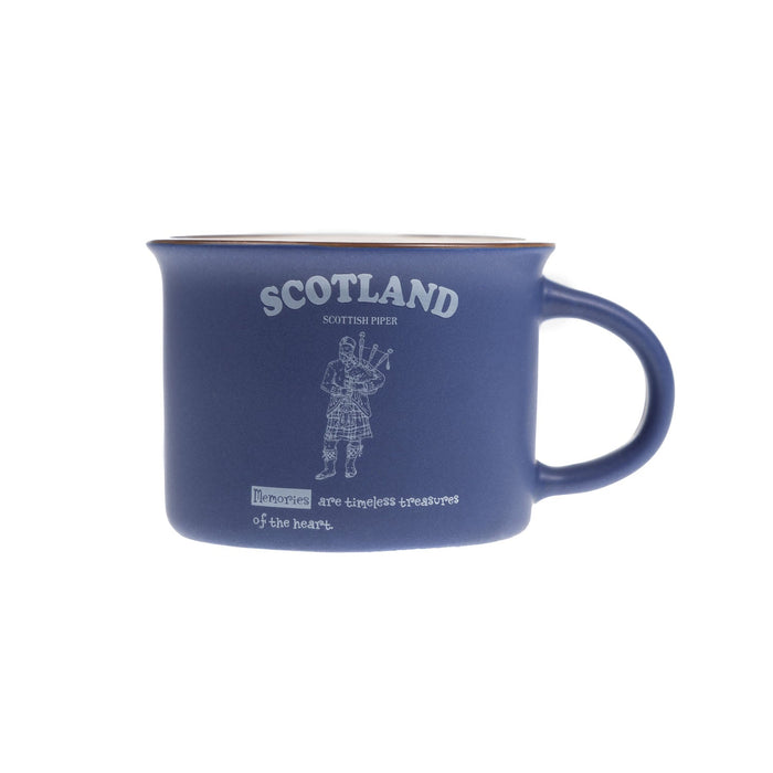 Scotland Piper Bone China Mug Matt - Heritage Of Scotland - NAVY