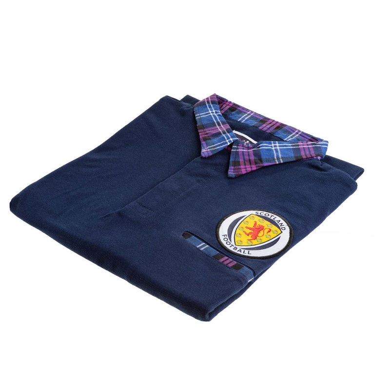 Scotland Tartan Football Polo Shirt Navy/Heritage Of Scotland - Heritage Of Scotland - NAVY/HERITAGE OF SCOTLAND